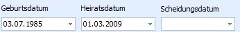 3. Geburts-, Herats-, Scheidungsdatum
